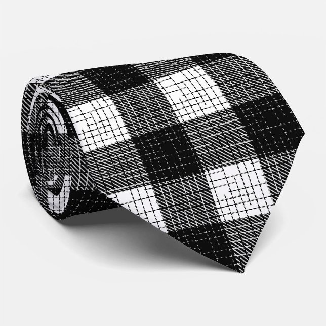 Svart och vit djärv rutig pläd-design  slips (Skapare uppladdad)