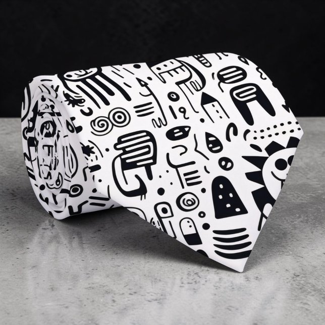 Svart och vit Doodles Anpassad slips (Skapare uppladdad)