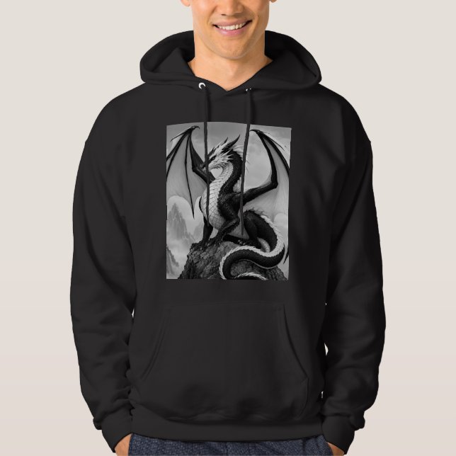 Svart och vit drake hoodie (Framsida)