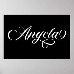 Svart och Vit Elegant Bokstavsdesign Angela Poster