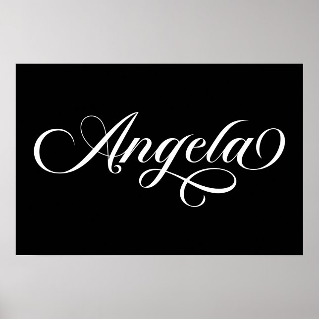 Svart och Vit Elegant Bokstavsdesign Angela Poster (Framsidan)