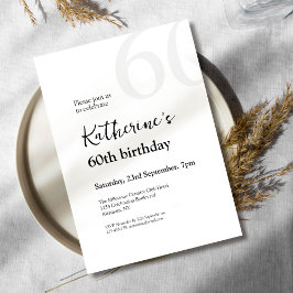 Svart och vit elegant - enkel 60:e Födelsedagsfest Inbjudningar