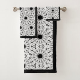Svart och vit Elegant Flower mönster Bath Towels