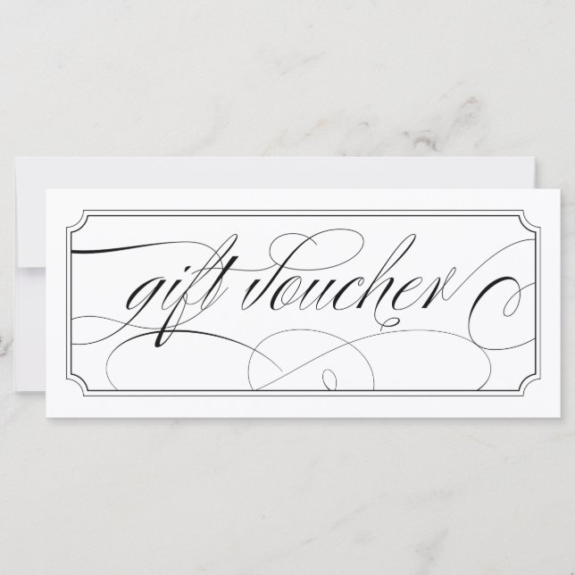 Svart och vit Elegant Gift Vouchers (Framsida)