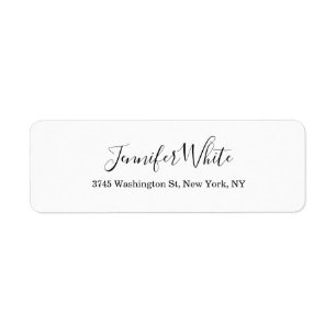 Svart och vit Elegant med Calligraphy-Chicen Plain Returadress Etikett