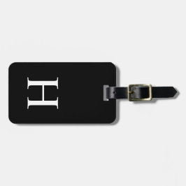 Svart och Vit Elegant Modern Monogram Bagagebricka