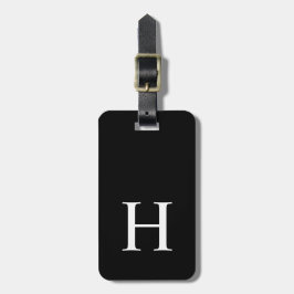 Svart och Vit Elegant Modern Monogram Bagagebricka