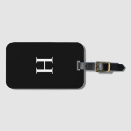 Svart och Vit Elegant Monogram Resväskemärke Bagagebricka