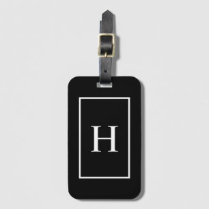 Svart och Vit Elegant Monogram Resväskemärke Bagagebricka