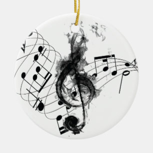 Svart och vit Elegant Music Note Julgransprydnad Keramik