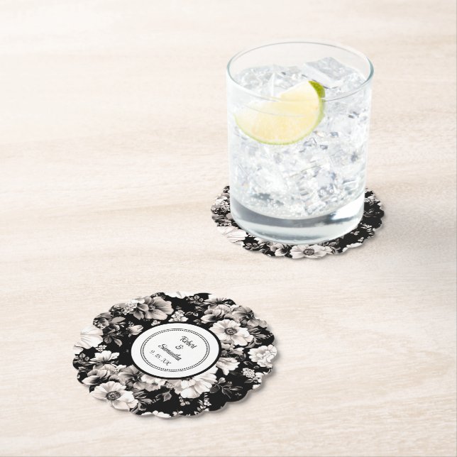 Svart och vit elegant ro bröllop ljus underlägg papper (Insitu)