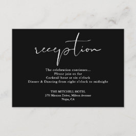 Svart och vit Elegant-skript, bröllopsmottagning Tilläggskort