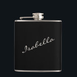 Svart och Vit Elegant Skript Namn Bröllopsfest  Fickplunta<br><div class="desc">Fira med stil med denna svarta och vita flaska med ett elegant skript-teckensnitt. Perfekt för möhippor,  brud shower och brudtärnegåvor,  denna stilrena design gör en minnesvärd souvenir. Ett bra val för bröllopsfestgåvor,  tjejresor eller en rolig kväll ute. Denna trendiga flaska är både praktisk och modeinriktad för alla firanden.</div>