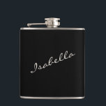 Svart och Vit Elegant Skript Namn Bröllopsfest  Fickplunta<br><div class="desc">Fira med stil med denna svarta och vita flaska med ett elegant skript-teckensnitt. Perfekt för möhippor,  brud shower och brudtärnegåvor,  denna stilrena design gör en minnesvärd souvenir. Ett bra val för bröllopsfestgåvor,  tjejresor eller en rolig kväll ute. Denna trendiga flaska är både praktisk och modeinriktad för alla firanden.</div>