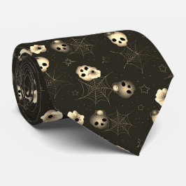 Svart och vit Elegant Spooky Halloween mönster Slips