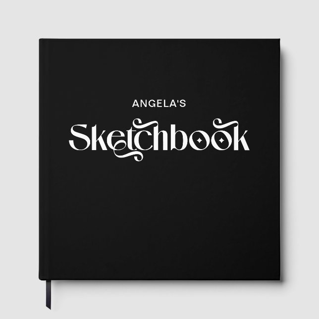Svart och vit elegant typografi skissbok gästböcker (Framsida)