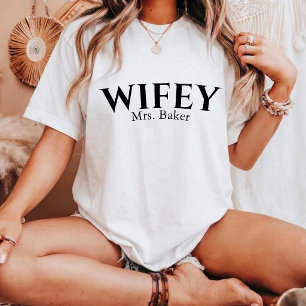 Svart och Vit Enkel Personlig T-Shirt för Hustrun