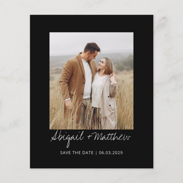 Svart och vit enkel Spara datuminbjudan (Framsida)