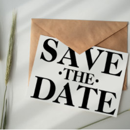 Svart och vit enkel typografi Spara datumet Vykort