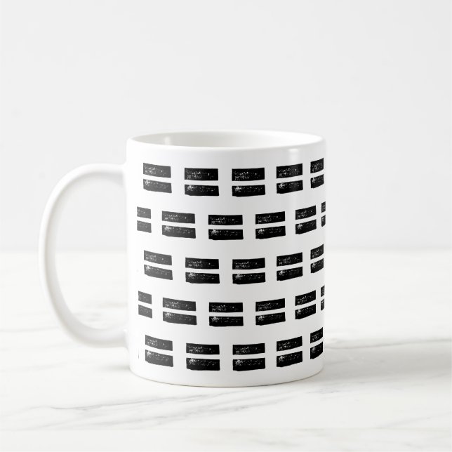 Svart och vit "Equals"-symbol Lino-klipp Kaffemugg (Vänster)