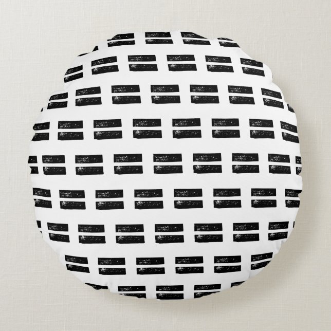 Svart och vit "Equals"-symbol Lino-klipp Rund Kudde (Framsidan)