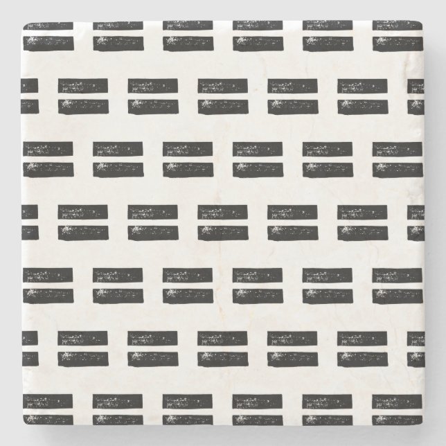 Svart och vit "Equals"-symbol Lino-klipp Stenunderlägg (Framsidan)