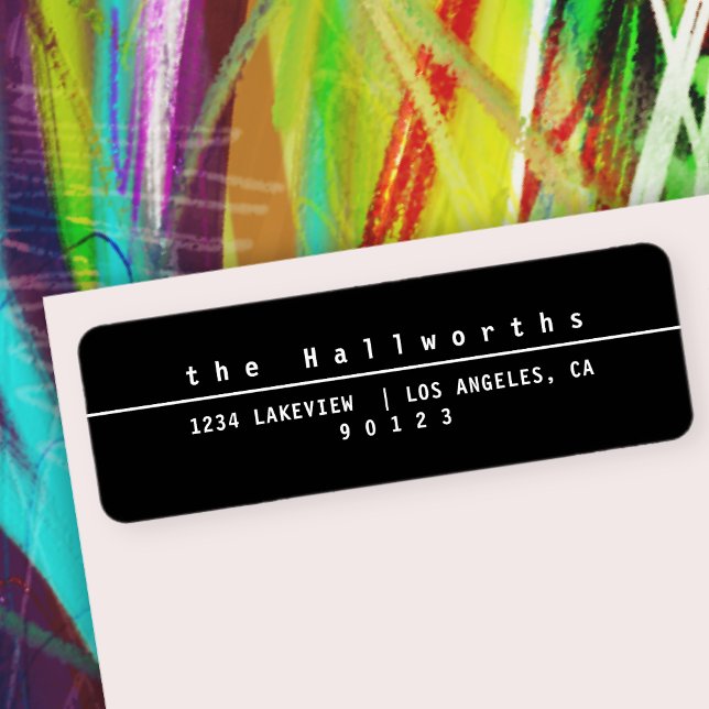 Svart och vit-etikett för Snyggt av coola Returadress Etikett (Skapare uppladdad)