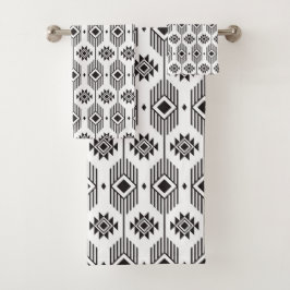 Svart och vit etnisk ikat geometric mönster
