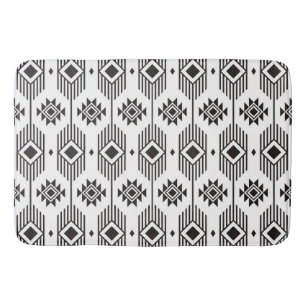 Svart och vit etnisk ikat geometric mönster badrumsmatta