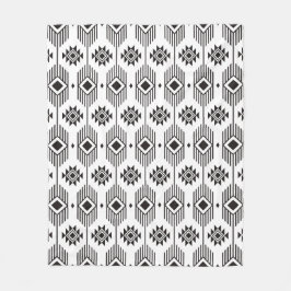 Svart och vit etnisk ikat geometric mönster fleecefilt