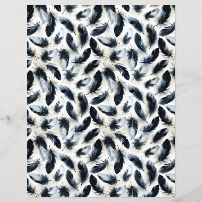 Svart och vit fågelfjädrar, pappra (Framsida)
