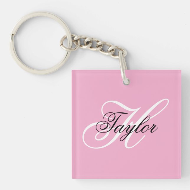 Svart och vit Fancy Monogram Rosa (Framsidan)