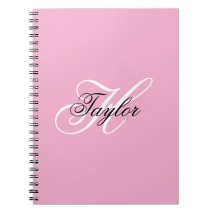 Svart och vit Fancy Monogram Rosa Anteckningsbok