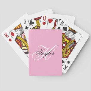 Svart och vit Fancy Monogram Rosa Casinokort