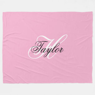 Svart och vit Fancy Monogram Rosa Fleecefilt