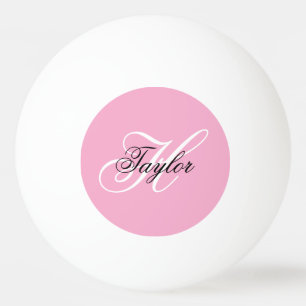 Svart och vit fånig monogram rosa pingisboll
