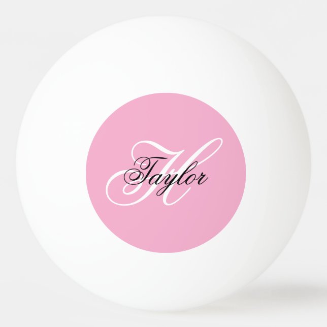 Svart och vit fånig monogram rosa pingisboll (Framsidan)