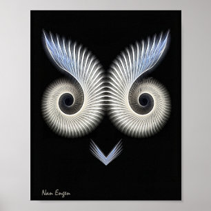 Svart och vit fantasifull uggla bild. poster