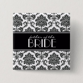 Svart och vit Far i Bride Damask-knappen Knapp