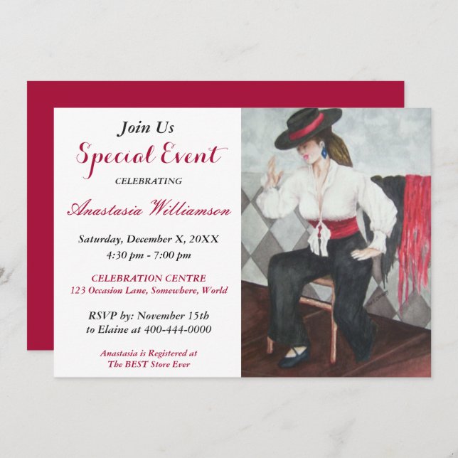 SVART OCH VIT FEST INVITATION INBJUDNINGAR (Fram/baksida)