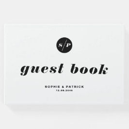 Svart och vit fet kursiv typografi Bröllop Gästböcker