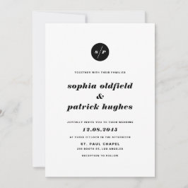Svart och vit fet kursiv typografi Bröllop Inbjudningar