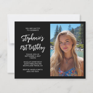 Svart och vit fet skriptfoto 21-årsdag