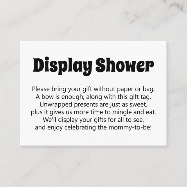 Svart och vit fetstil Ingen figursatt Visning Baby Tilläggskort (Framsida)