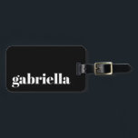 Svart och vit fetstil, Personlig Namn Bagagebricka<br><div class="desc">Bold Modern Typography Personlig Namn Luggage Tag med vit text på en svart bakgrund</div>
