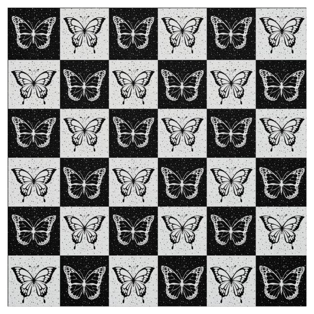 Svart och vit fjäril tyg (Provkarta)