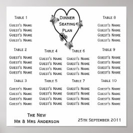 Svart och vit fjärilsäten i Bröllop Poster