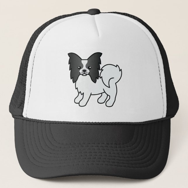 Svart Och Vit Fjärilshund Söt Tecknad Hund Keps (Framsida)