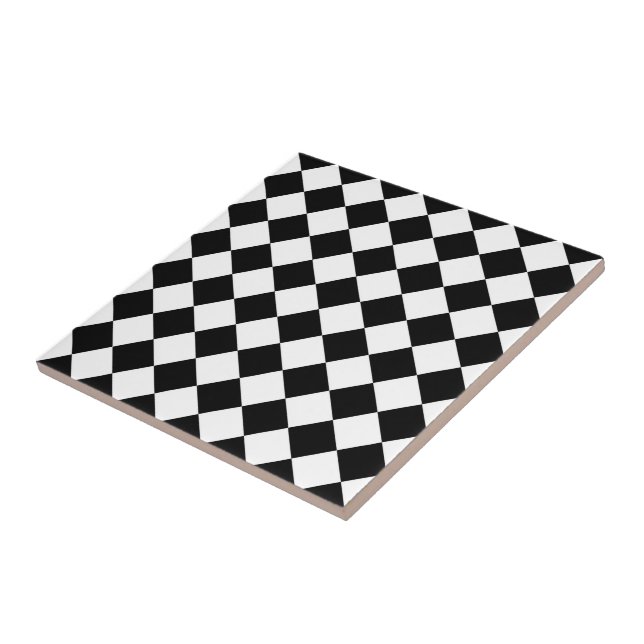Svart och vit Flagga med kontrollbord Kakelplatta (Sidan)
