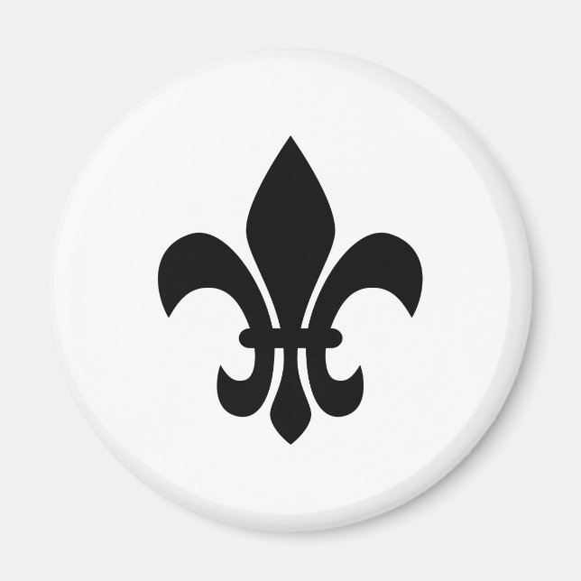 Svart och vit Fleur de Lis Magnet (Framsidan)
